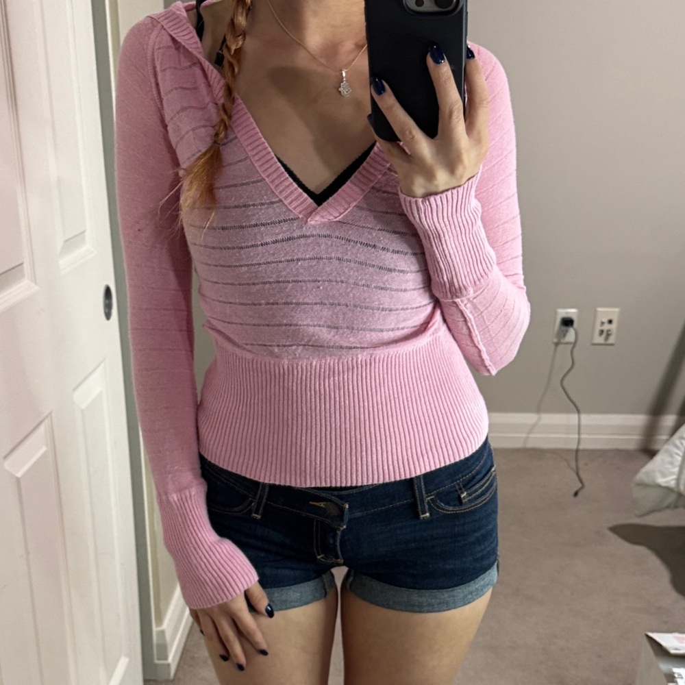 ARIZONA Vintage Pink V-Neck Women's Sweater